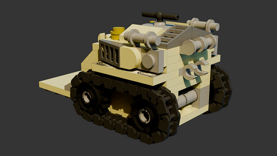 Сборка в 1-8 моделей разного транспорта из комплекта "Большой танк" в Blender 3D