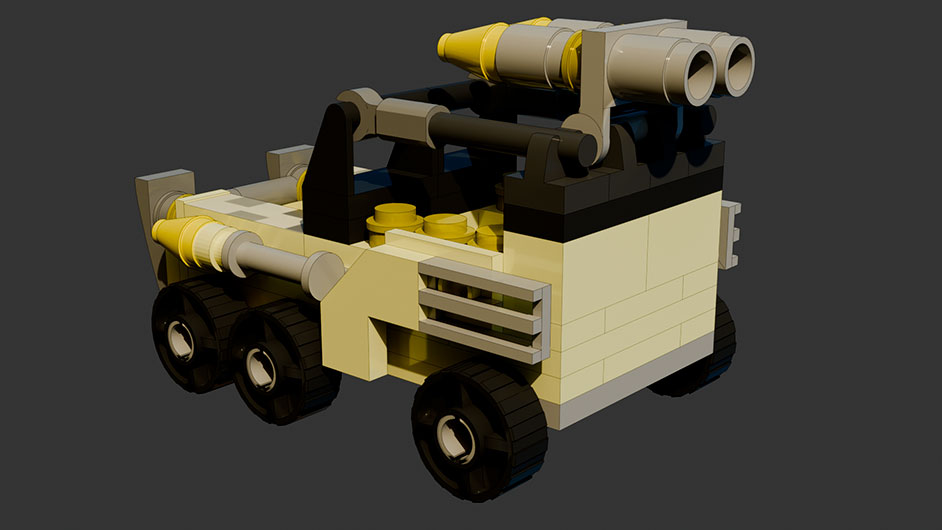 Сборка в 1-8 моделей разного транспорта из комплекта "Большой танк" в Blender 3D