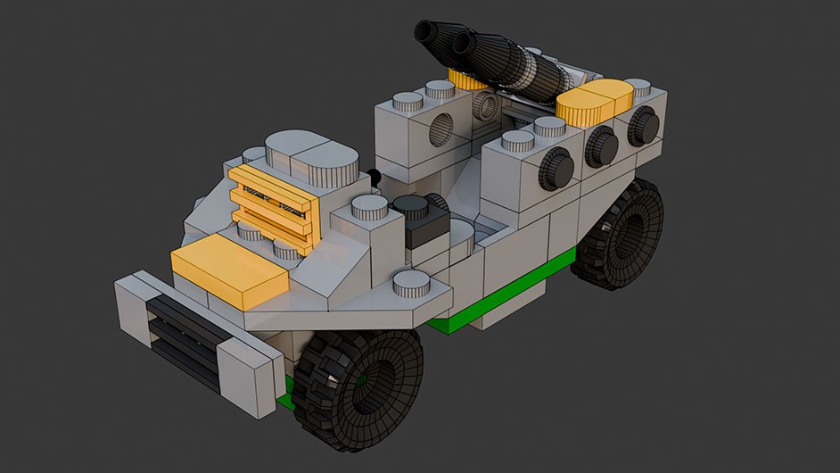 Сборка в 1-8 моделей разного транспорта из комплекта "Боевой корабль" в Blender 3D