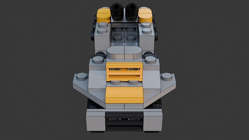 Сборка в 1-8 моделей разного транспорта из комплекта "Боевой корабль" в Blender 3D