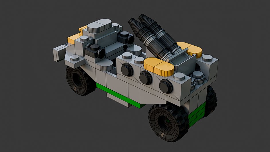 Сборка в 1-8 моделей разного транспорта из комплекта "Боевой корабль" в Blender 3D