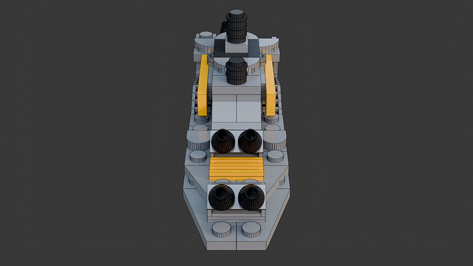 Сборка в 9-16 моделей разного транспорта из комплекта "Боевой корабль" в Blender 3D