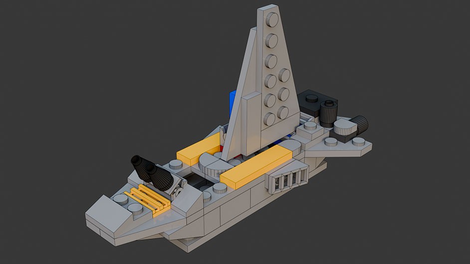 Сборка в 9-16 моделей разного транспорта из комплекта "Боевой корабль" в Blender 3D