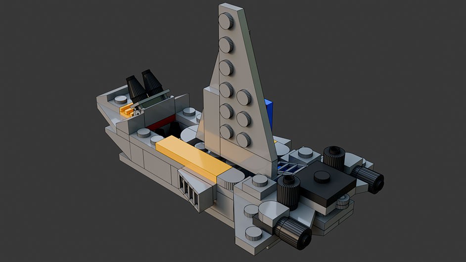 Сборка в 9-16 моделей разного транспорта из комплекта "Боевой корабль" в Blender 3D