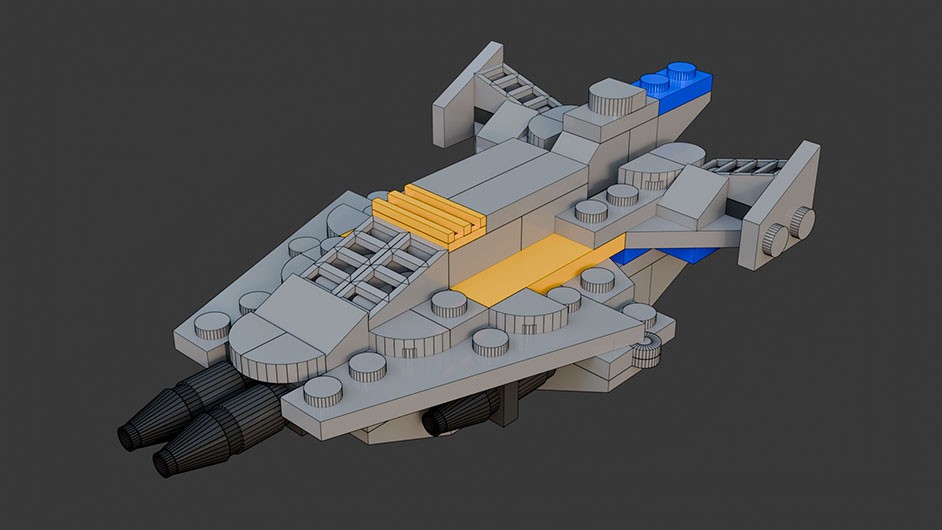 Сборка в 9-16 моделей разного транспорта из комплекта "Боевой корабль" в Blender 3D