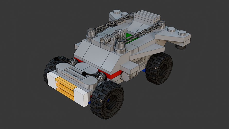 Сборка в 9-16 моделей разного транспорта из комплекта "Боевой корабль" в Blender 3D