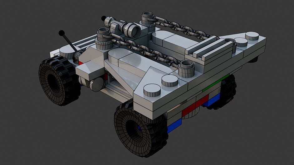Сборка в 9-16 моделей разного транспорта из комплекта "Боевой корабль" в Blender 3D