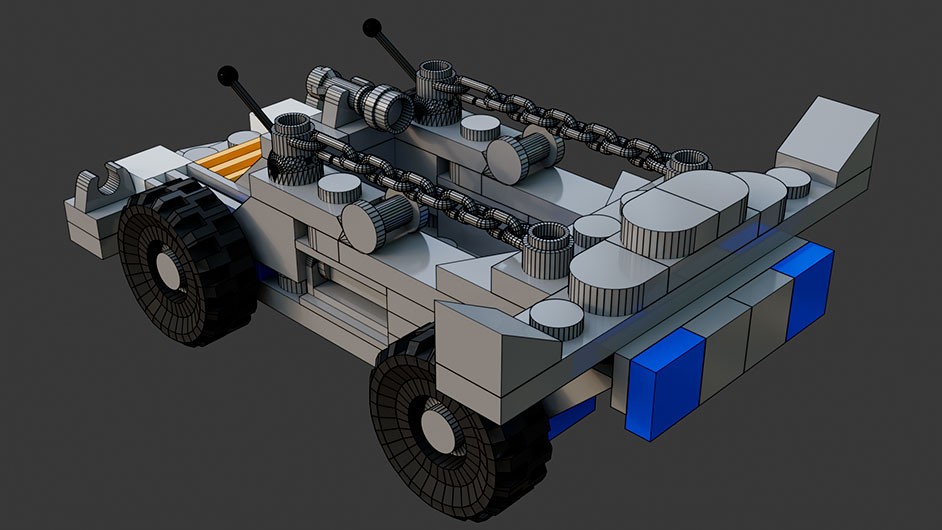 Сборка в 9-16 моделей разного транспорта из комплекта "Боевой корабль" в Blender 3D