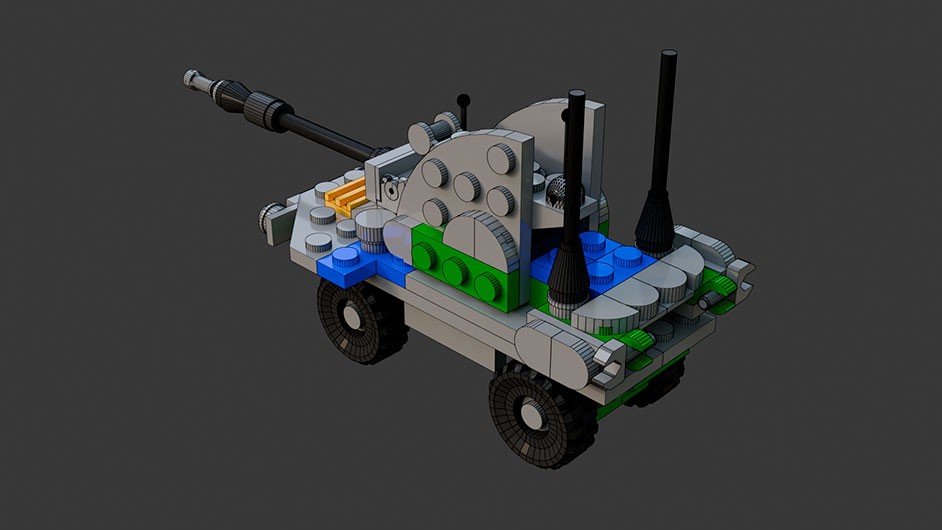 Сборка в 17-24 моделей разного транспорта из комплекта "Боевой корабль" в Blender 3D