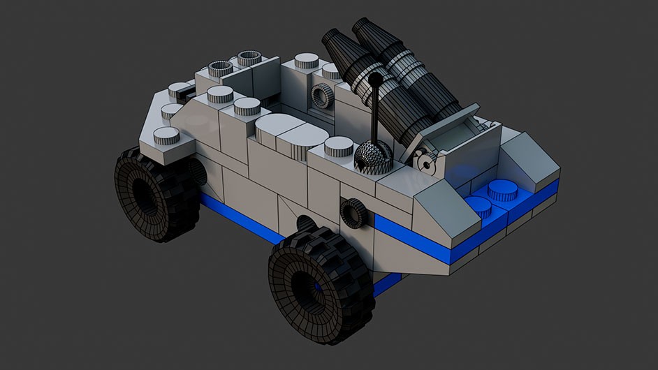 Сборка в 1-8 моделей разного транспорта из комплекта "Боевой корабль" в Blender 3D