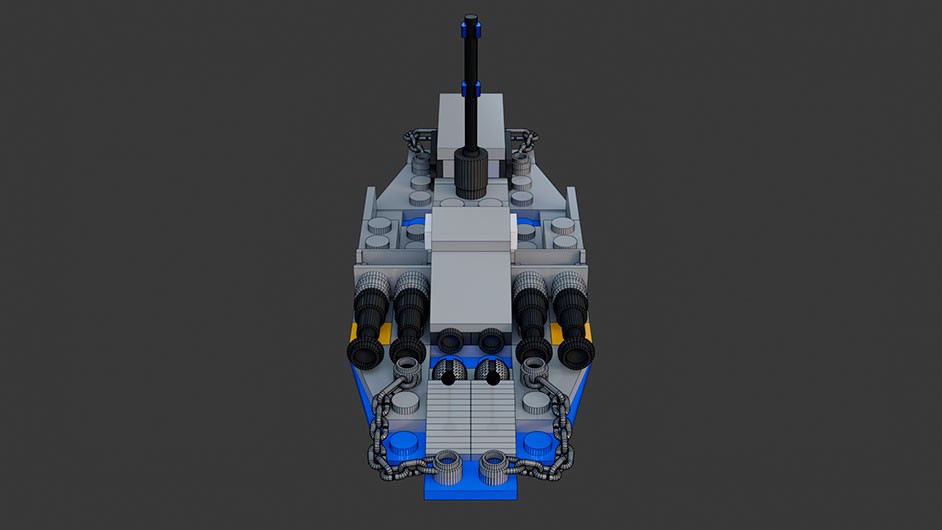 Сборка в 17-24 моделей разного транспорта из комплекта "Боевой корабль" в Blender 3D