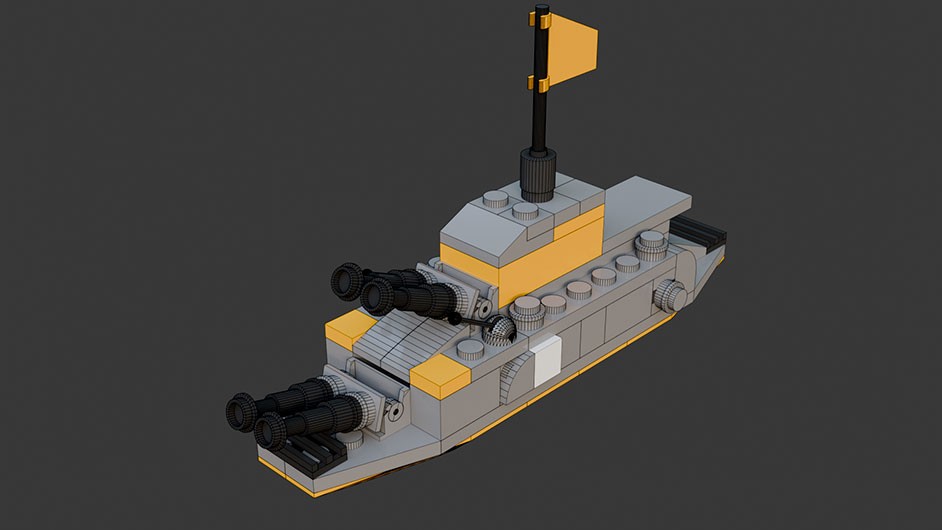 Сборка в 17-24 моделей разного транспорта из комплекта "Боевой корабль" в Blender 3D