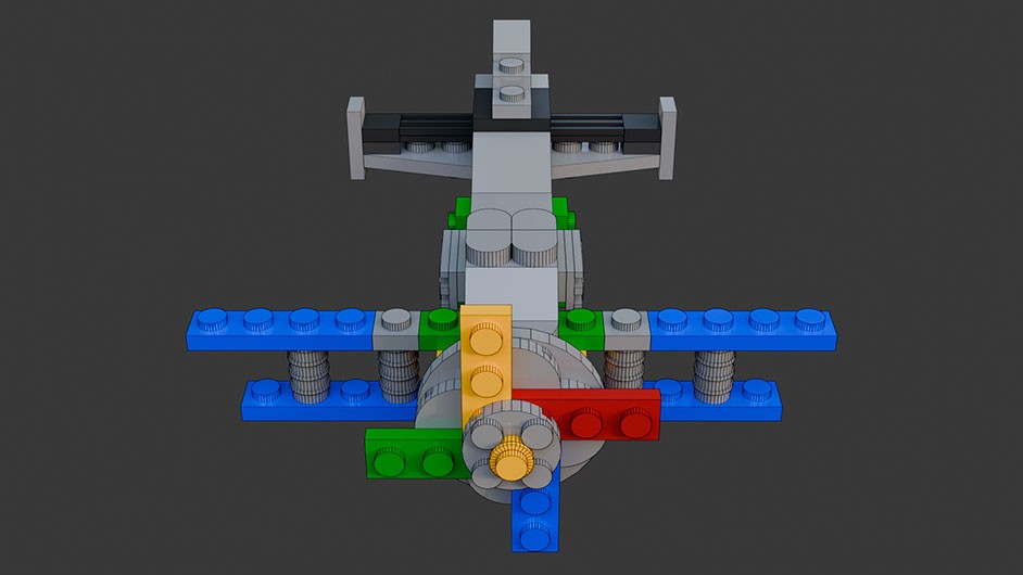 Сборка в 25-32 моделей разного транспорта из комплекта "Боевой корабль" в Blender 3D