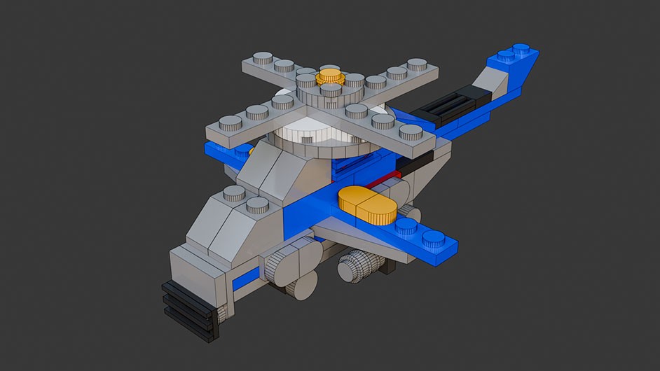 Сборка в 25-32 моделей разного транспорта из комплекта "Боевой корабль" в Blender 3D