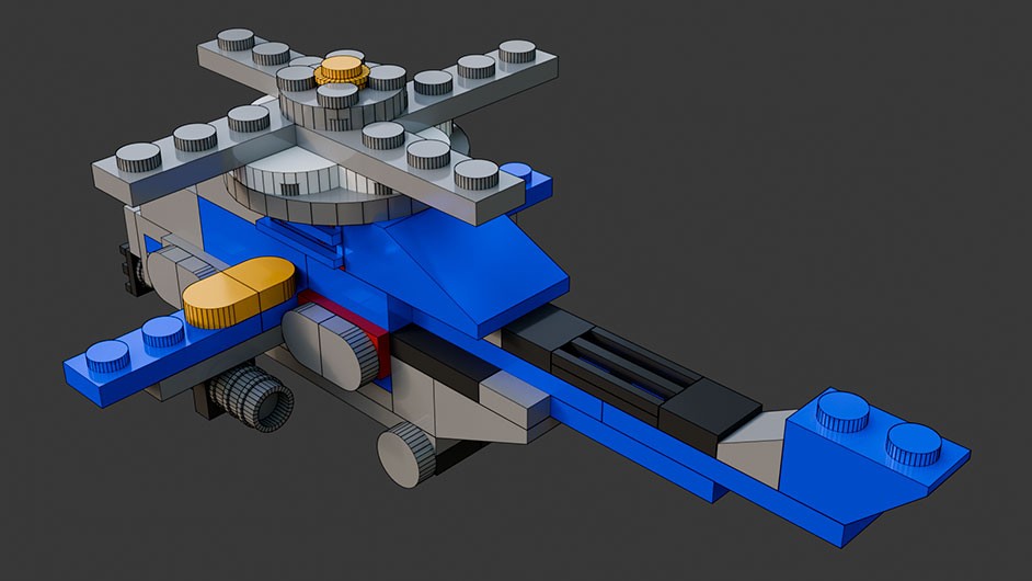 Сборка в 25-32 моделей разного транспорта из комплекта "Боевой корабль" в Blender 3D