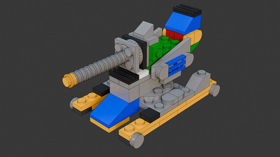 Сборка в 25-32 моделей разного транспорта из комплекта "Боевой корабль" в Blender 3D