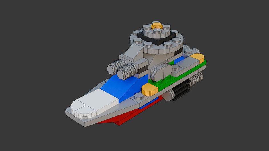 Сборка в 25-32 моделей разного транспорта из комплекта "Боевой корабль" в Blender 3D