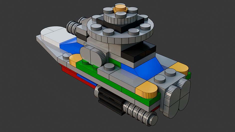 Сборка в 25-32 моделей разного транспорта из комплекта "Боевой корабль" в Blender 3D