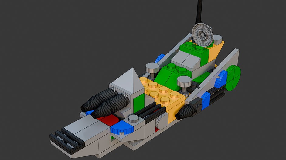 Сборка в 25-32 моделей разного транспорта из комплекта "Боевой корабль" в Blender 3D