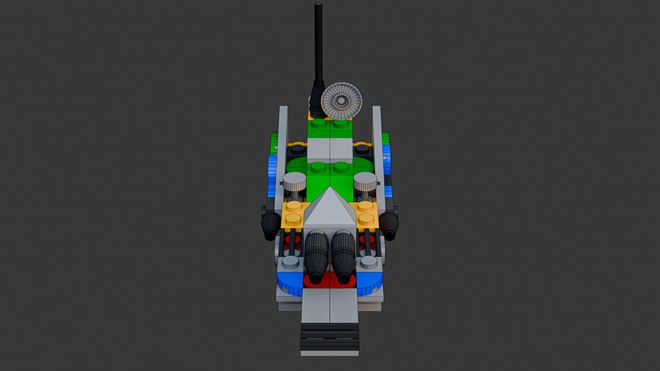 Сборка в 25-32 моделей разного транспорта из комплекта "Боевой корабль" в Blender 3D