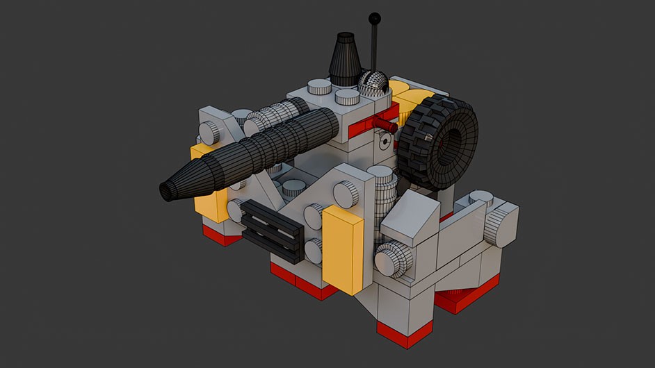 Сборка в 1-8 моделей разного транспорта из комплекта "Боевой корабль" в Blender 3D