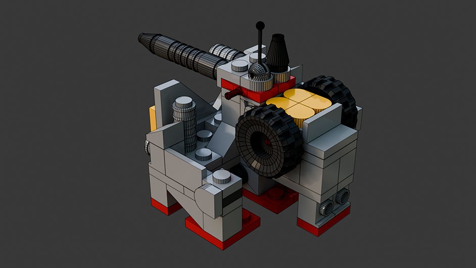 Сборка в 1-8 моделей разного транспорта из комплекта "Боевой корабль" в Blender 3D