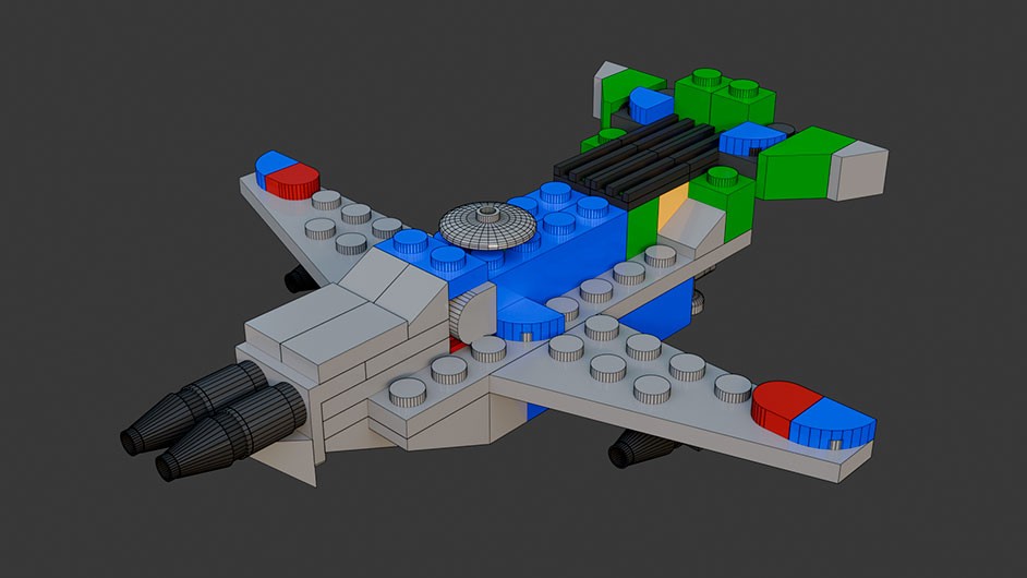 Сборка в 25-32 моделей разного транспорта из комплекта "Боевой корабль" в Blender 3D