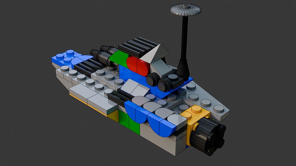 Сборка в 25-32 моделей разного транспорта из комплекта "Боевой корабль" в Blender 3D