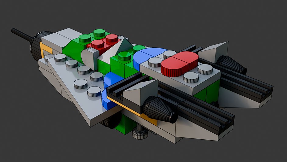 Сборка в 25-32 моделей разного транспорта из комплекта "Боевой корабль" в Blender 3D