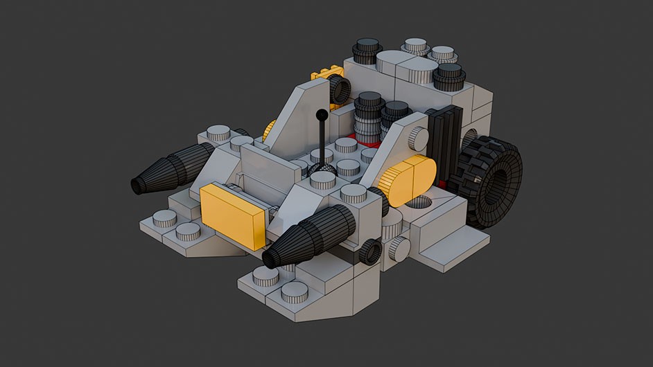 Сборка в 1-8 моделей разного транспорта из комплекта "Боевой корабль" в Blender 3D