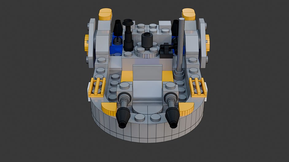 Сборка в 1-8 моделей разного транспорта из комплекта "Боевой корабль" в Blender 3D