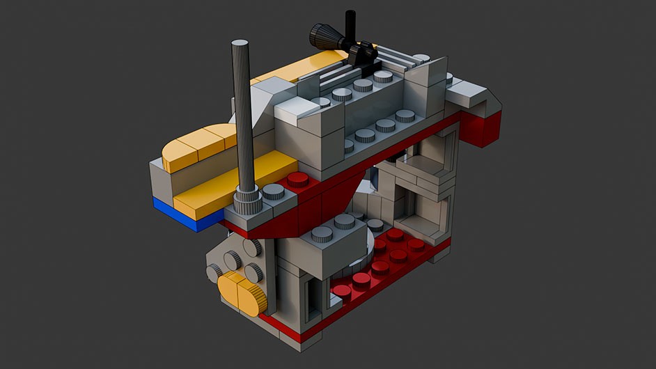 Сборка в 1-8 моделей разного транспорта из комплекта "Боевой корабль" в Blender 3D