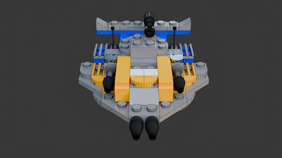 Сборка в 1-8 моделей разного транспорта из комплекта "Боевой корабль" в Blender 3D