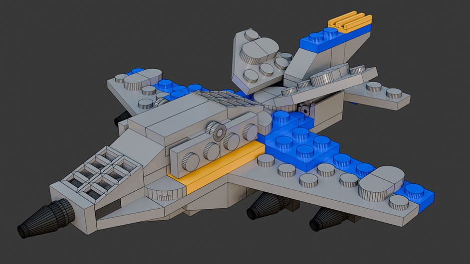 Сборка в 9-16 моделей разного транспорта из комплекта "Боевой корабль" в Blender 3D