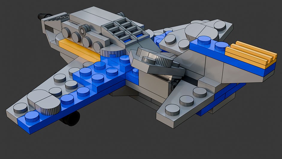 Сборка в 9-16 моделей разного транспорта из комплекта "Боевой корабль" в Blender 3D