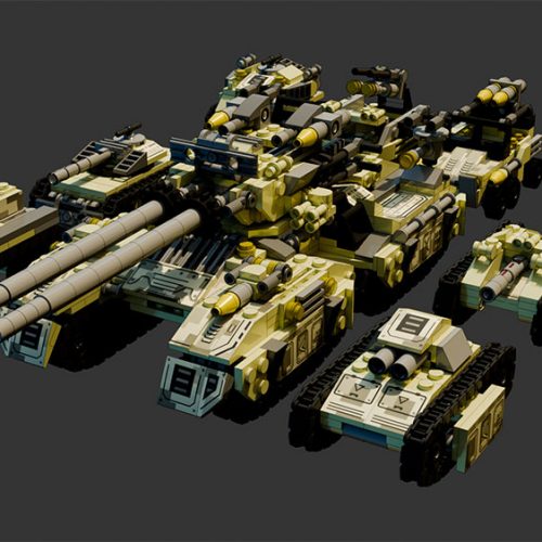 Цифровой конструктор большого танка + 8 моделей различного транспорта